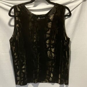 Leslie Fay Black and Gold Tank Top